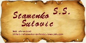 Stamenko Šulović vizit kartica